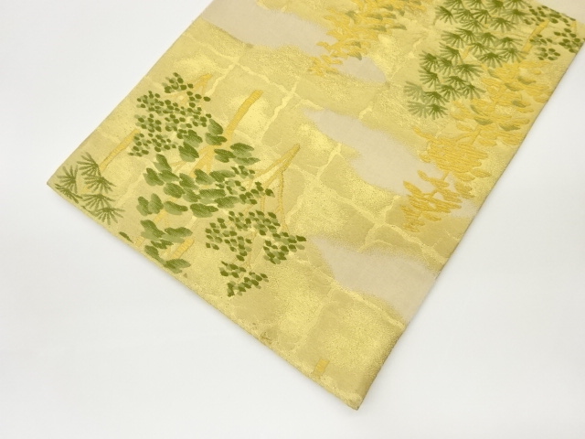 6947792: JAPANESE KIMONO / VINTAGE FUKURO OBI / WOVEN CLOUD & PINE